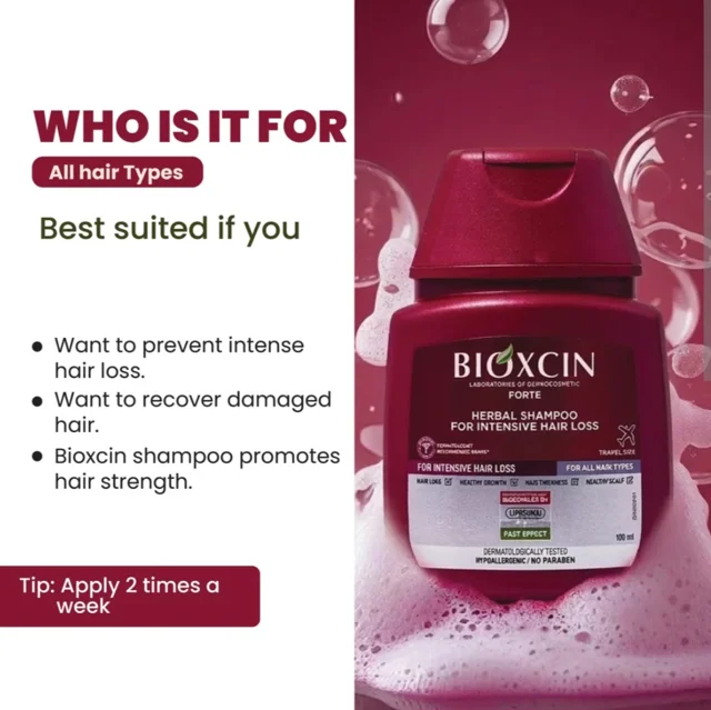 شامپو ضد ریزش مو بیوکسین Bioxcin مدل Forte مناسب انواع مو حجم 300 میل